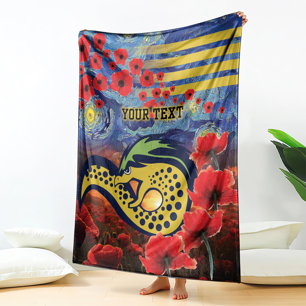 Personalised Eels Rugby ANZAC Blanket Starry Night and Field of Poppies