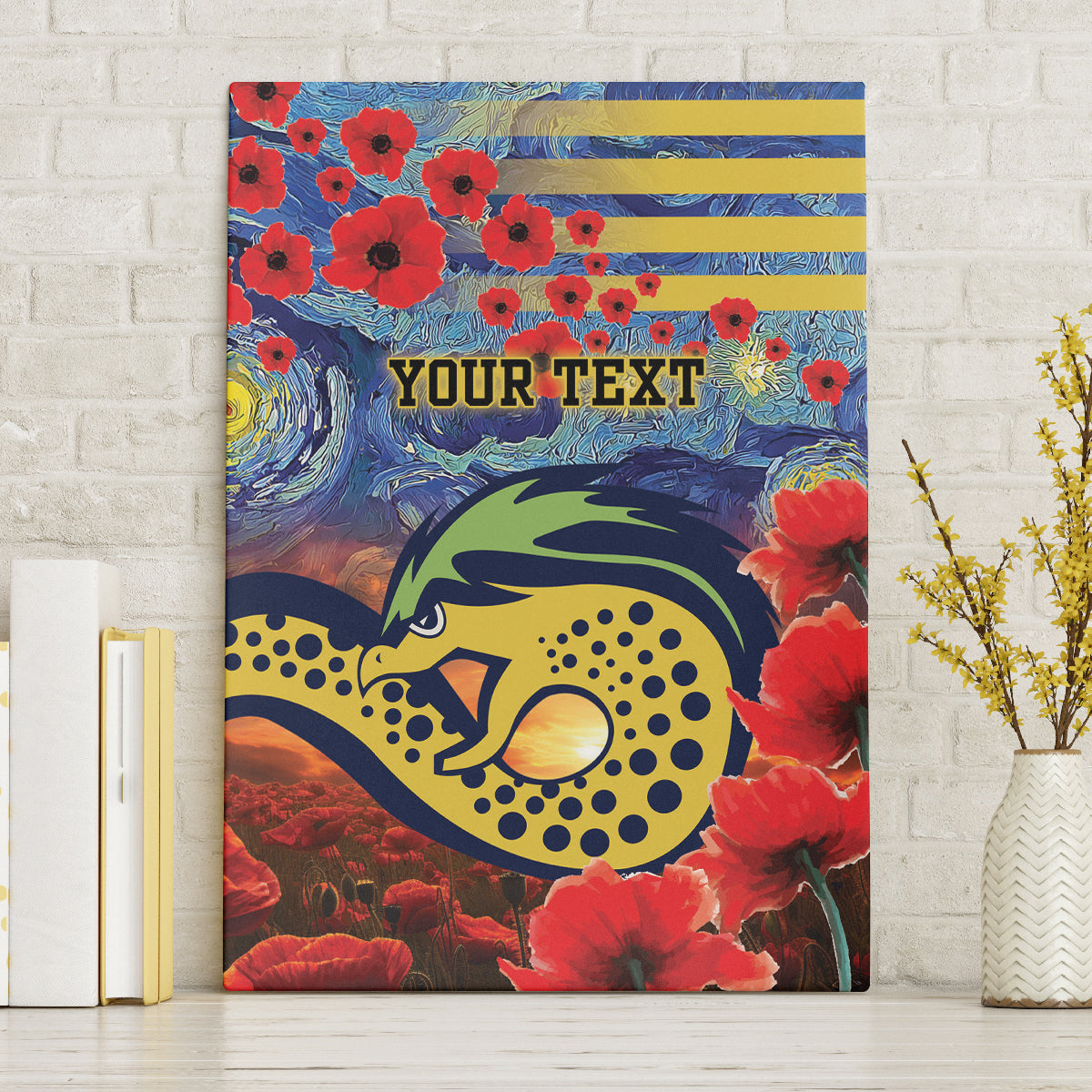 Personalised Eels Rugby ANZAC Canvas Wall Art Starry Night and Field of Poppies