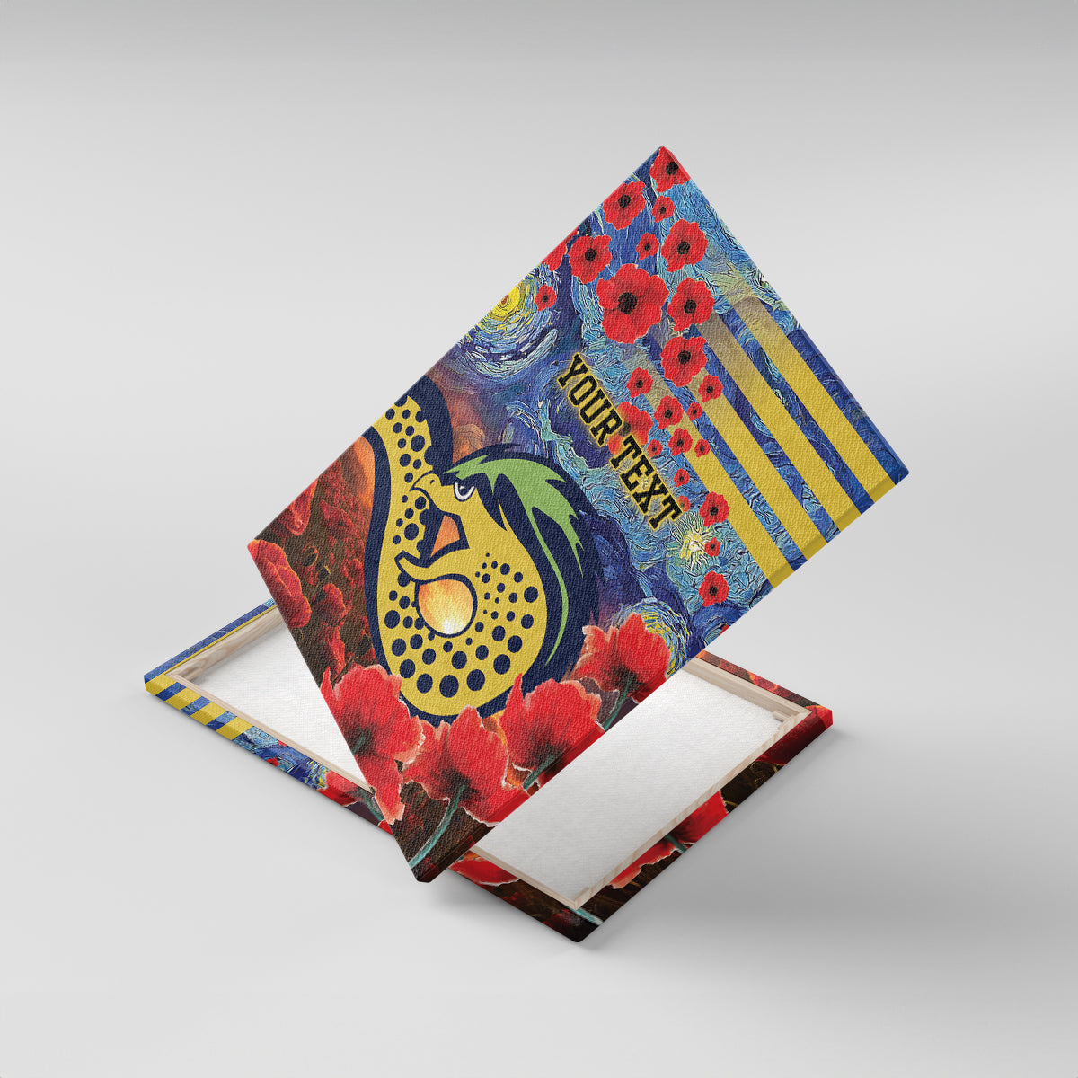 Personalised Eels Rugby ANZAC Canvas Wall Art Starry Night and Field of Poppies