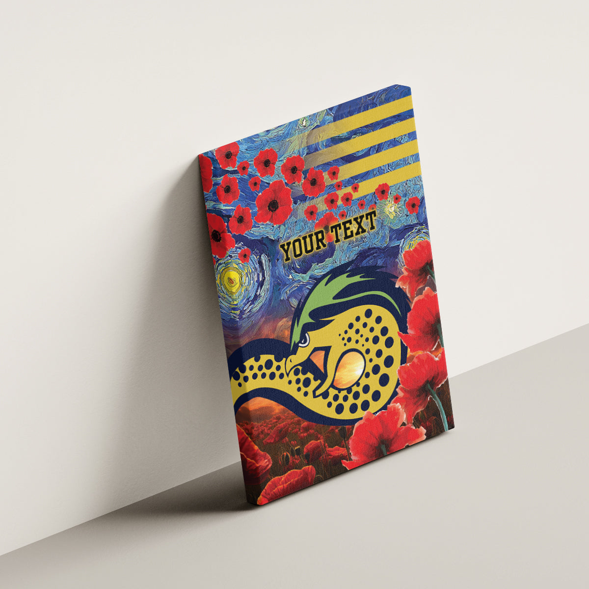 Personalised Eels Rugby ANZAC Canvas Wall Art Starry Night and Field of Poppies
