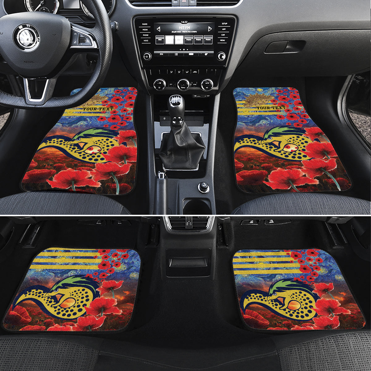 Personalised Eels Rugby ANZAC Car Mats Starry Night and Field of Poppies