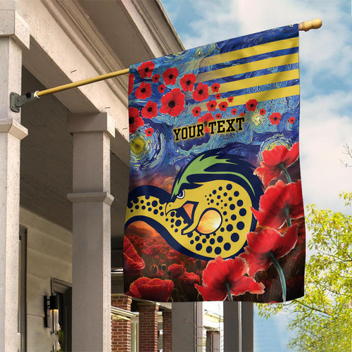 Personalised Eels Rugby ANZAC Garden Flag Starry Night and Field of Poppies