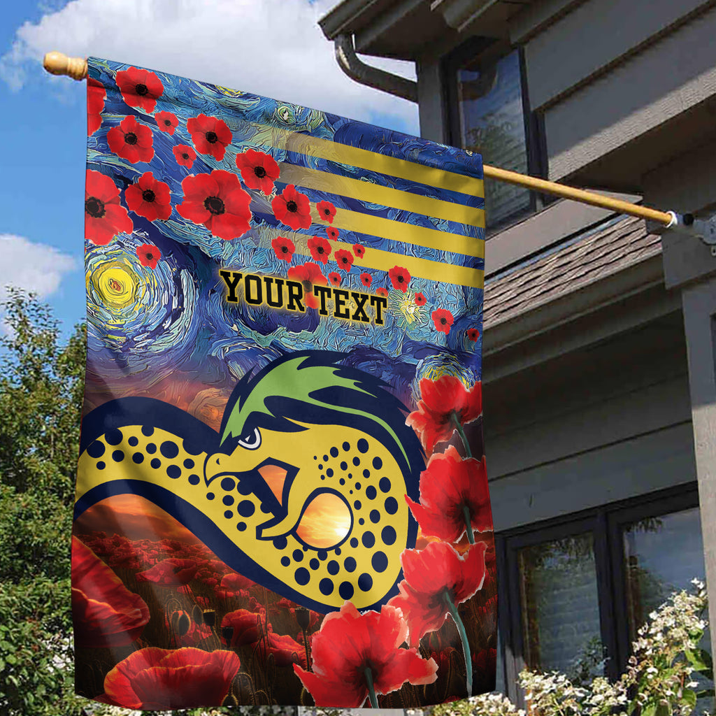 Personalised Eels Rugby ANZAC Garden Flag Starry Night and Field of Poppies