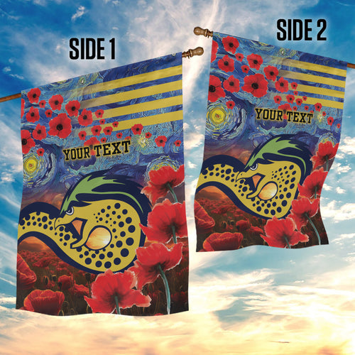 Personalised Eels Rugby ANZAC Garden Flag Starry Night and Field of Poppies
