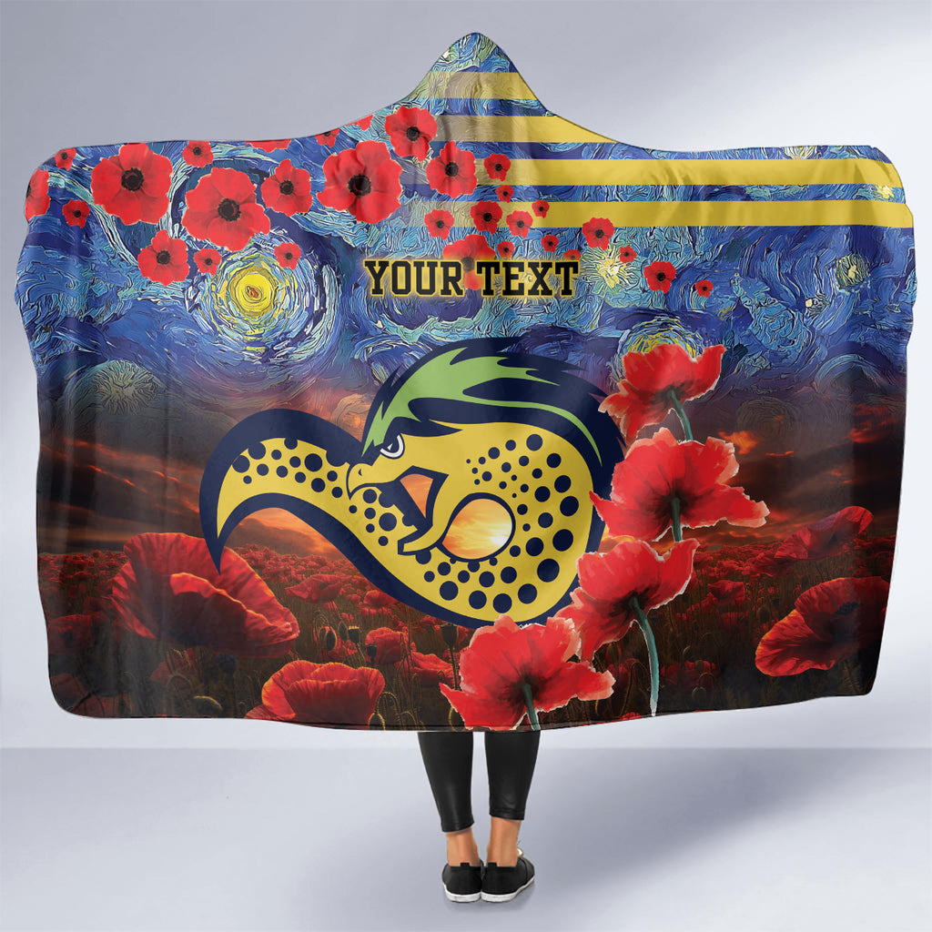 Personalised Eels Rugby ANZAC Hooded Blanket Starry Night and Field of Poppies
