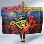 Personalised Eels Rugby ANZAC Hooded Blanket Starry Night and Field of Poppies