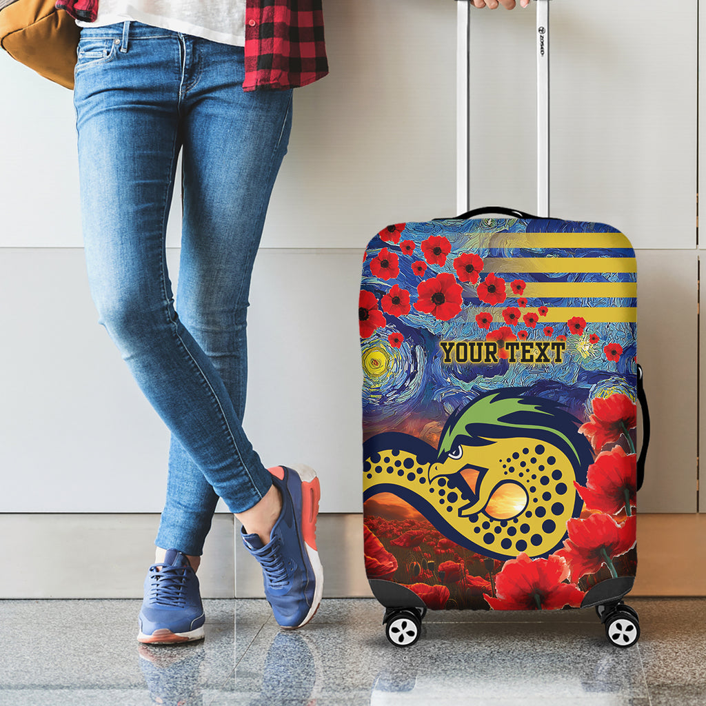 Personalised Eels Rugby ANZAC Luggage Cover Starry Night and Field of Poppies