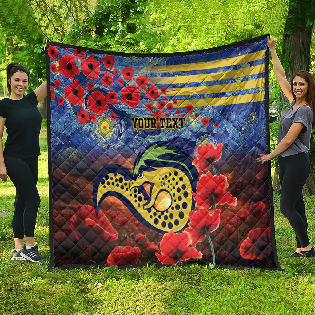 Personalised Eels Rugby ANZAC Quilt Starry Night and Field of Poppies