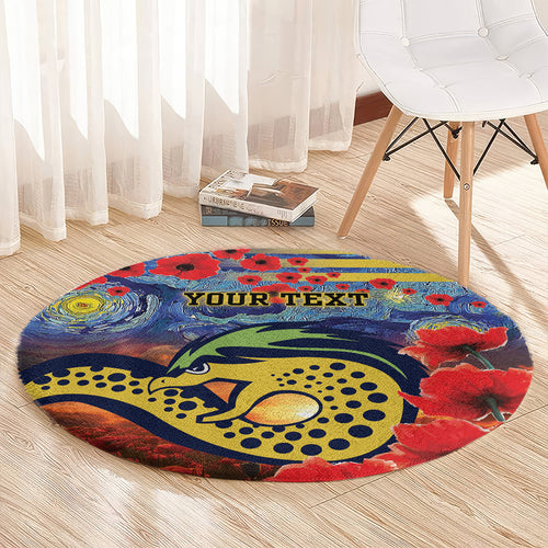 Personalised Eels Rugby ANZAC Round Carpet Starry Night and Field of Poppies