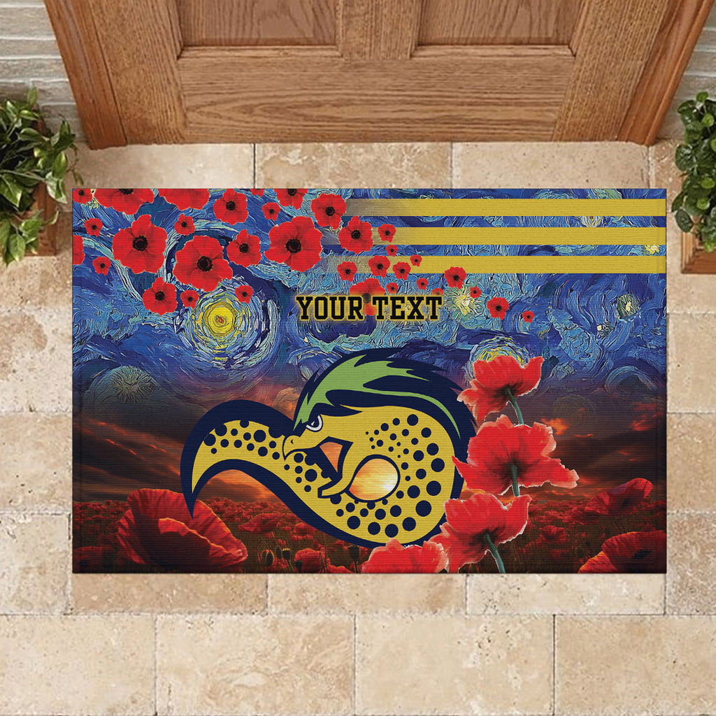 Personalised Eels Rugby ANZAC Rubber Doormat Starry Night and Field of Poppies