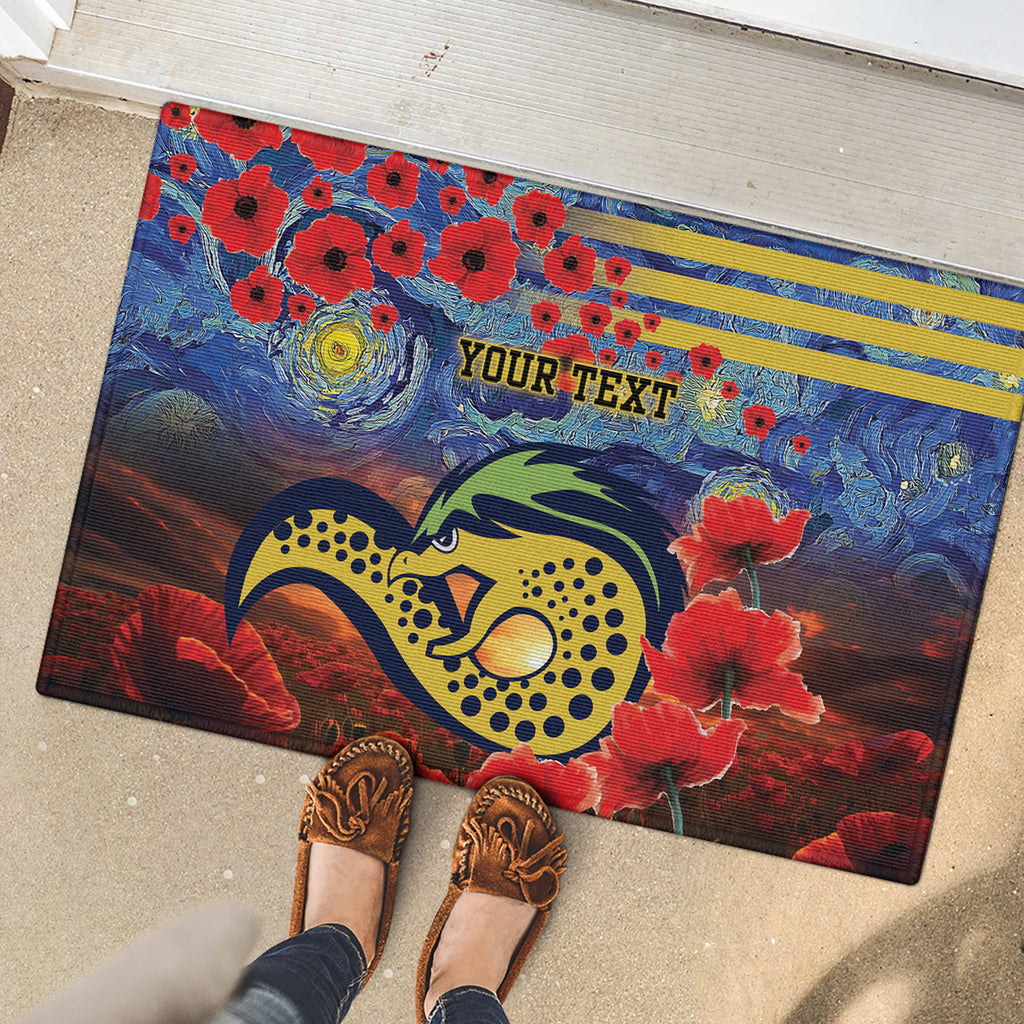 Personalised Eels Rugby ANZAC Rubber Doormat Starry Night and Field of Poppies
