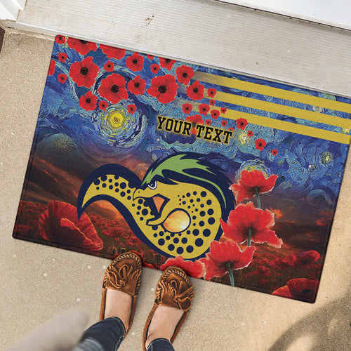 Personalised Eels Rugby ANZAC Rubber Doormat Starry Night and Field of Poppies