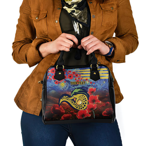 Personalised Eels Rugby ANZAC Shoulder Handbag Starry Night and Field of Poppies
