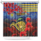 Personalised Eels Rugby ANZAC Shower Curtain Starry Night and Field of Poppies