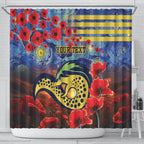 Personalised Eels Rugby ANZAC Shower Curtain Starry Night and Field of Poppies