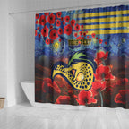 Personalised Eels Rugby ANZAC Shower Curtain Starry Night and Field of Poppies