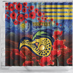 Personalised Eels Rugby ANZAC Shower Curtain Starry Night and Field of Poppies