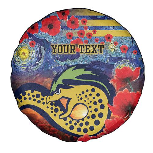 Personalised Eels Rugby ANZAC Spare Tire Cover Starry Night and Field of Poppies