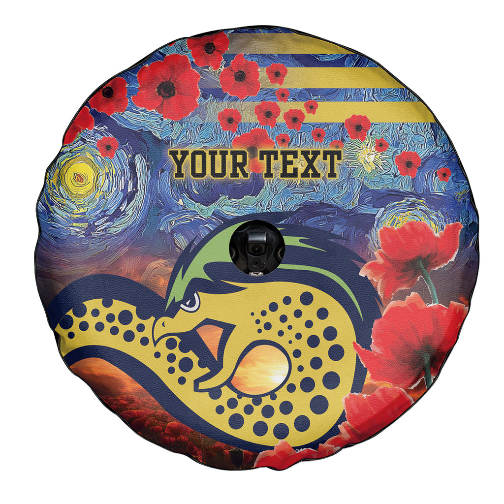 Personalised Eels Rugby ANZAC Spare Tire Cover Starry Night and Field of Poppies