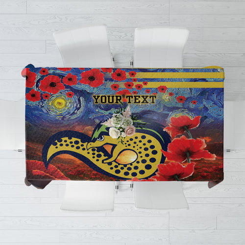 Personalised Eels Rugby ANZAC Tablecloth Starry Night and Field of Poppies