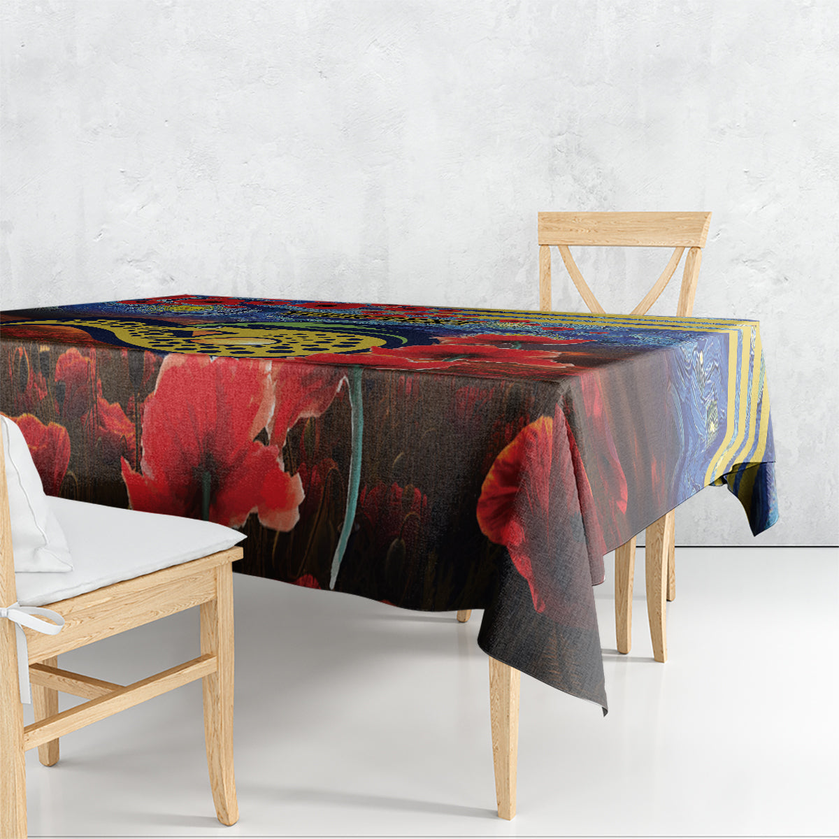 Personalised Eels Rugby ANZAC Tablecloth Starry Night and Field of Poppies