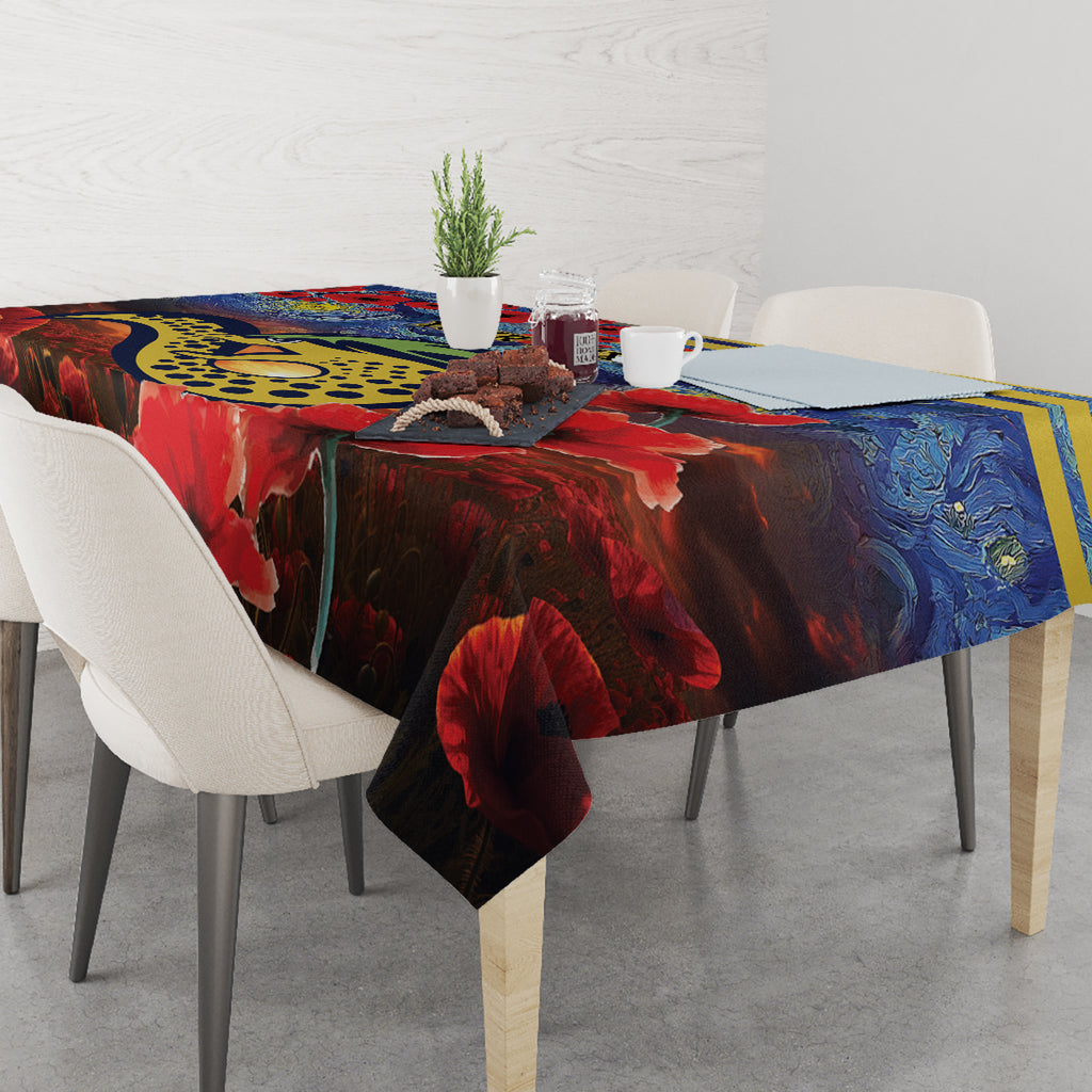 Personalised Eels Rugby ANZAC Tablecloth Starry Night and Field of Poppies