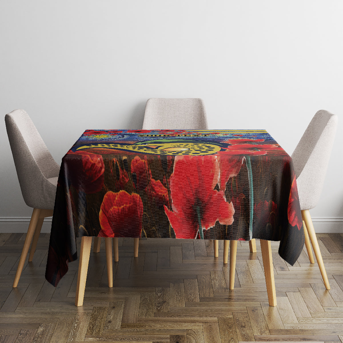 Personalised Eels Rugby ANZAC Tablecloth Starry Night and Field of Poppies