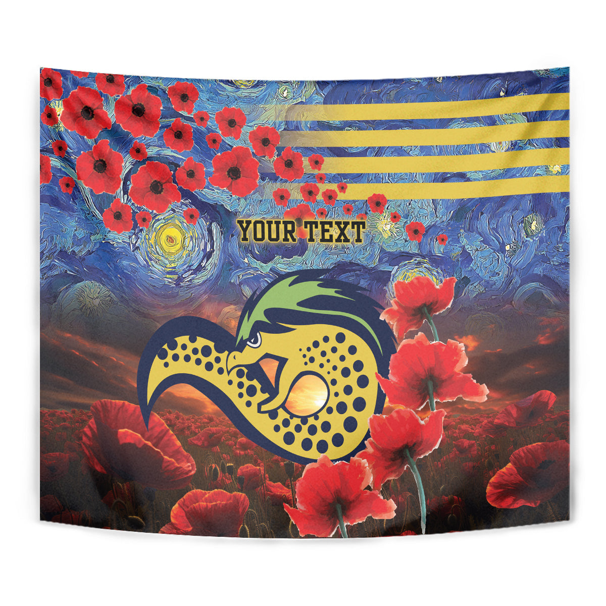 Personalised Eels Rugby ANZAC Tapestry Starry Night and Field of Poppies
