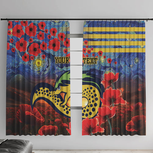 Personalised Eels Rugby ANZAC Window Curtain Starry Night and Field of Poppies
