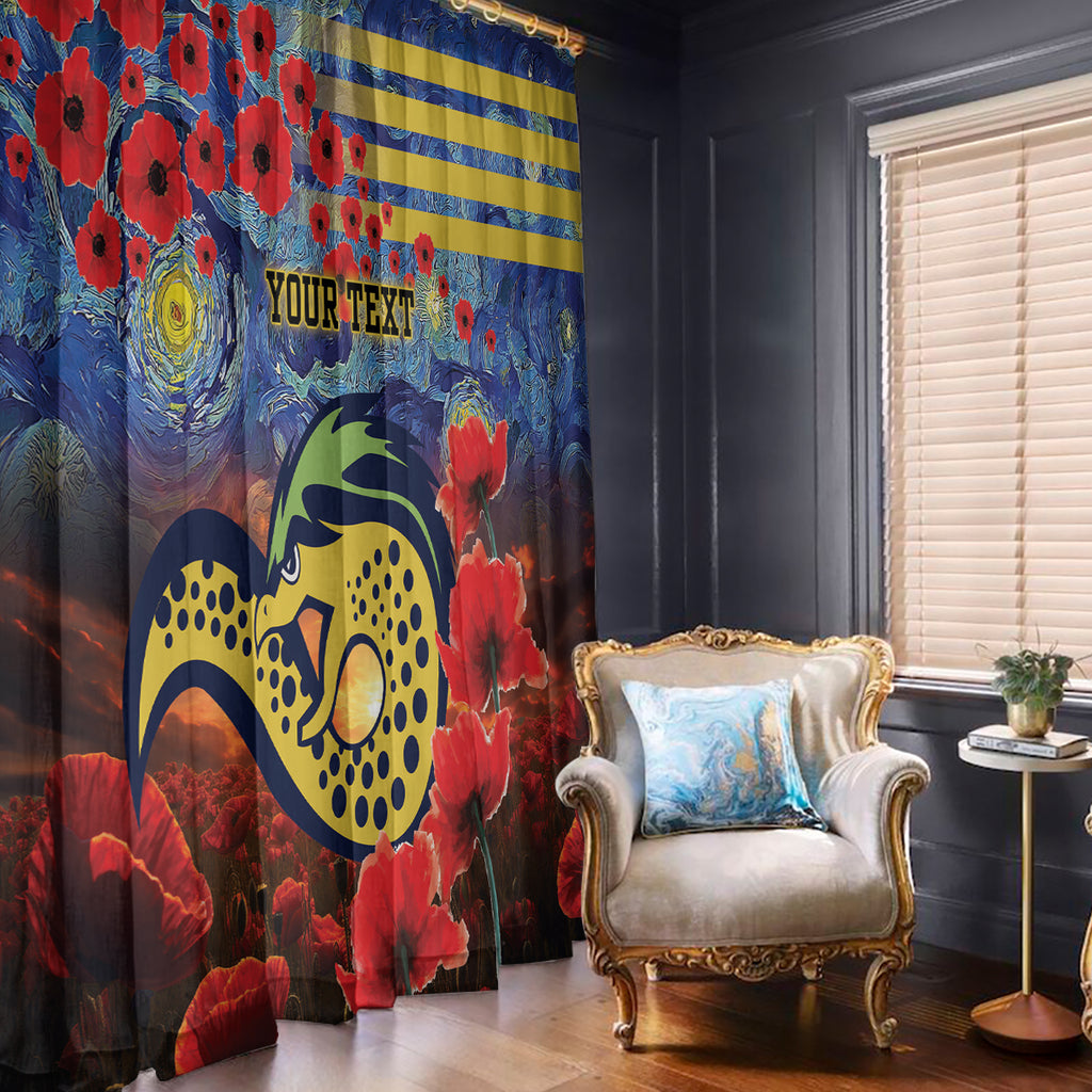 Personalised Eels Rugby ANZAC Window Curtain Starry Night and Field of Poppies