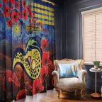 Personalised Eels Rugby ANZAC Window Curtain Starry Night and Field of Poppies