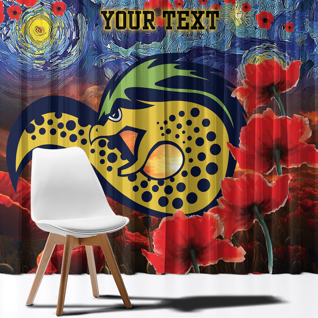 Personalised Eels Rugby ANZAC Window Curtain Starry Night and Field of Poppies