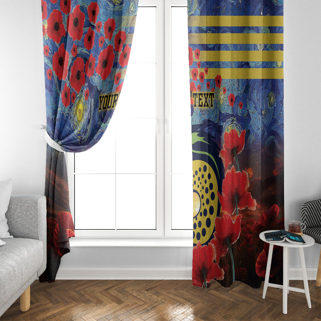 Personalised Eels Rugby ANZAC Window Curtain Starry Night and Field of Poppies