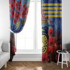Personalised Eels Rugby ANZAC Window Curtain Starry Night and Field of Poppies