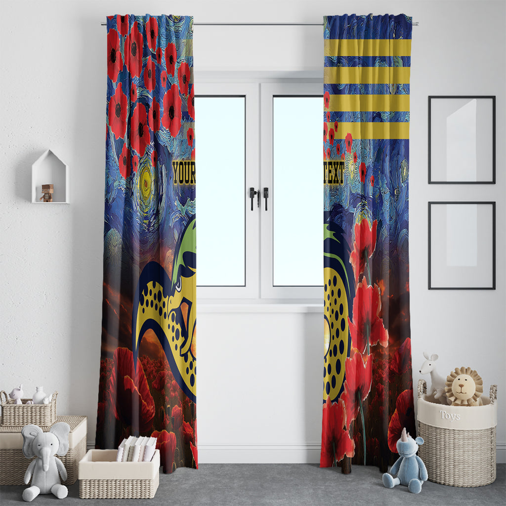 Personalised Eels Rugby ANZAC Window Curtain Starry Night and Field of Poppies