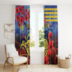 Personalised Eels Rugby ANZAC Window Curtain Starry Night and Field of Poppies