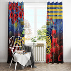 Personalised Eels Rugby ANZAC Window Curtain Starry Night and Field of Poppies