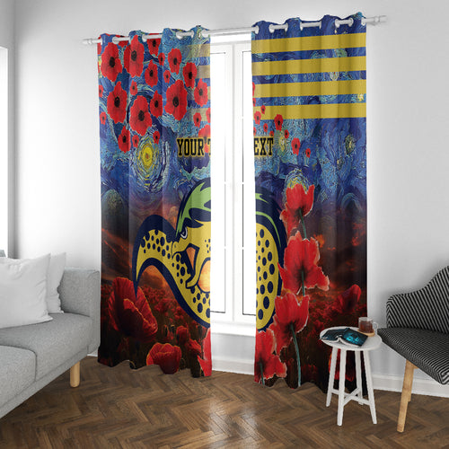 Personalised Eels Rugby ANZAC Window Curtain Starry Night and Field of Poppies