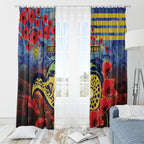Personalised Eels Rugby ANZAC Window Curtain Starry Night and Field of Poppies