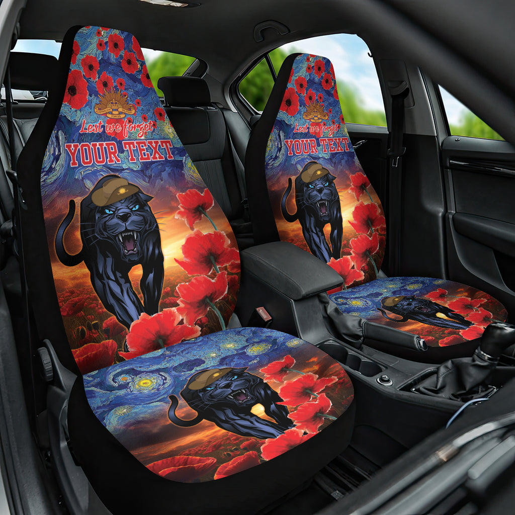 Personalised Panthers Rugby ANZAC Car Seat Cover Starry Night and Field of Poppies
