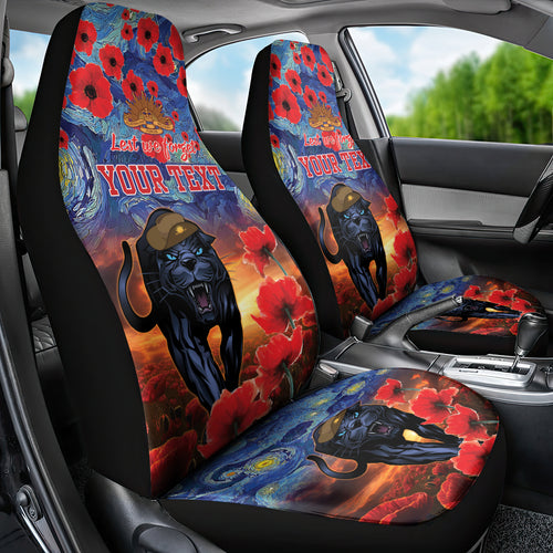 Personalised Panthers Rugby ANZAC Car Seat Cover Starry Night and Field of Poppies