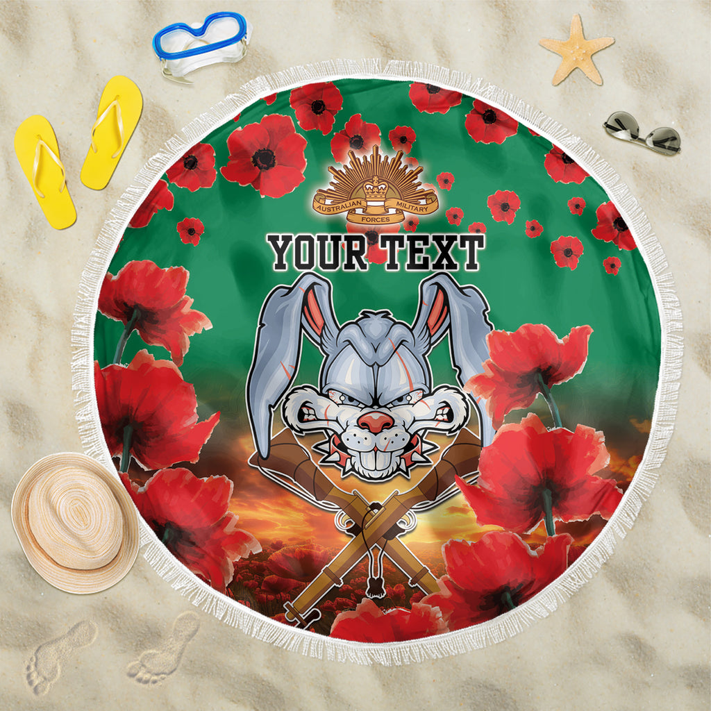 Personalised Rabbitohs Rugby ANZAC Beach Blanket Starry Night and Field of Poppies