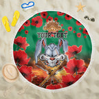 Personalised Rabbitohs Rugby ANZAC Beach Blanket Starry Night and Field of Poppies