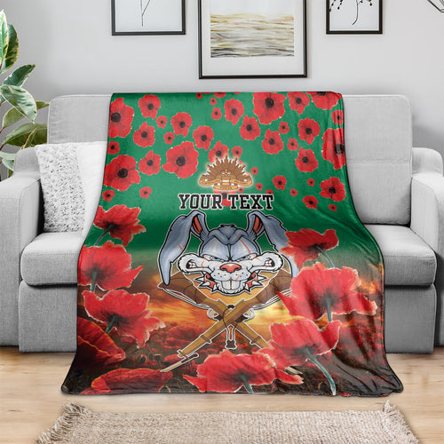 Personalised Rabbitohs Rugby ANZAC Blanket Starry Night and Field of Poppies