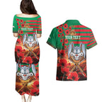 Personalised Rabbitohs Rugby ANZAC Couples Matching Puletasi and Hawaiian Shirt Starry Night and Field of Poppies