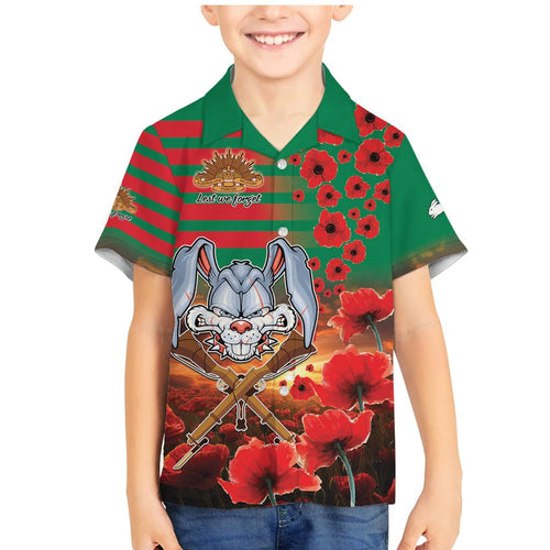 Personalised Rabbitohs Rugby ANZAC Family Matching Mermaid Dress and Hawaiian Shirt Starry Night and Field of Poppies