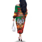 Personalised Rabbitohs Rugby ANZAC Family Matching Off Shoulder Long Sleeve Dress and Hawaiian Shirt Starry Night and Field of Poppies
