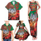 Personalised Rabbitohs Rugby ANZAC Family Matching Tank Maxi Dress and Hawaiian Shirt Starry Night and Field of Poppies