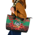 Personalised Rabbitohs Rugby ANZAC Leather Tote Bag Starry Night and Field of Poppies