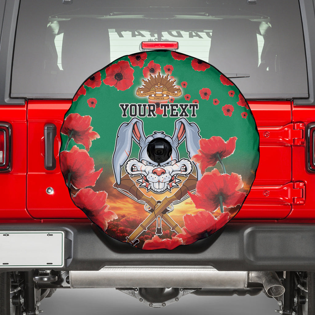 Personalised Rabbitohs Rugby ANZAC Spare Tire Cover Starry Night and Field of Poppies